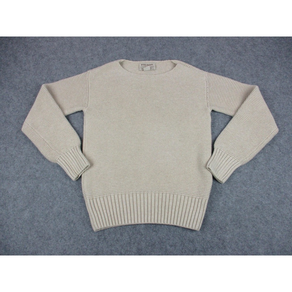 CC Filson Sweater Mens Small Beige Wool Knit Outdoors Pullover Sweatshirt